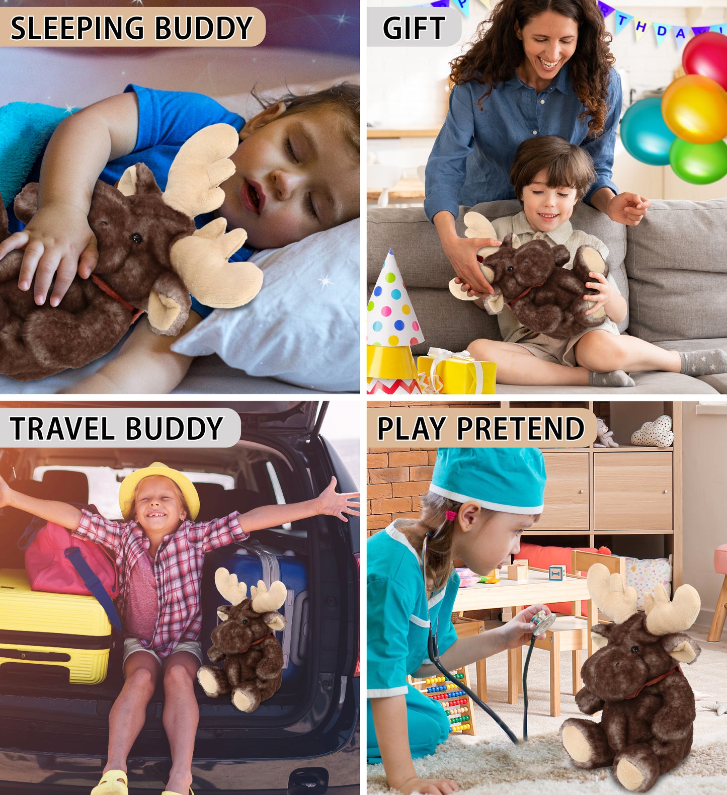 SUPER SOFT PLUSH - BROWNISH SITTING MOOSE