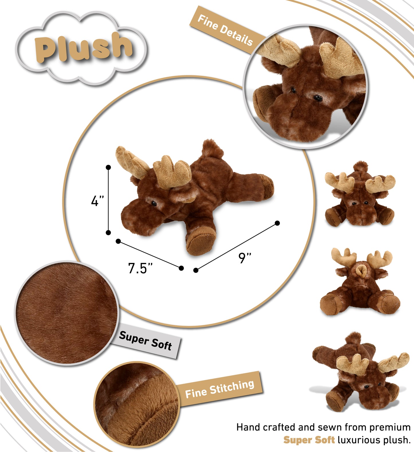 SUPER SOFT PLUSH - BROWN LYING MOOSE