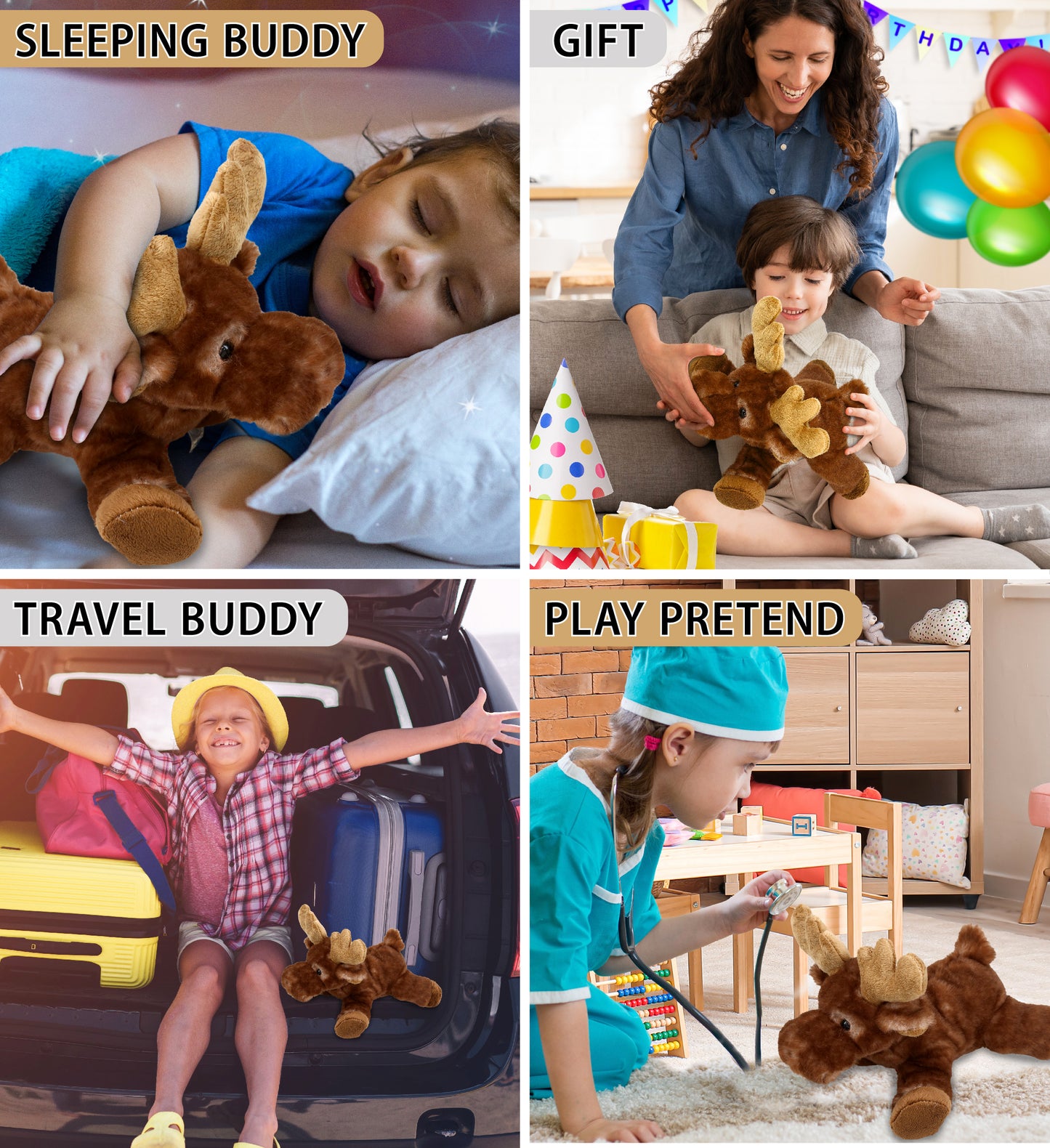 SUPER SOFT PLUSH - BROWN LYING MOOSE