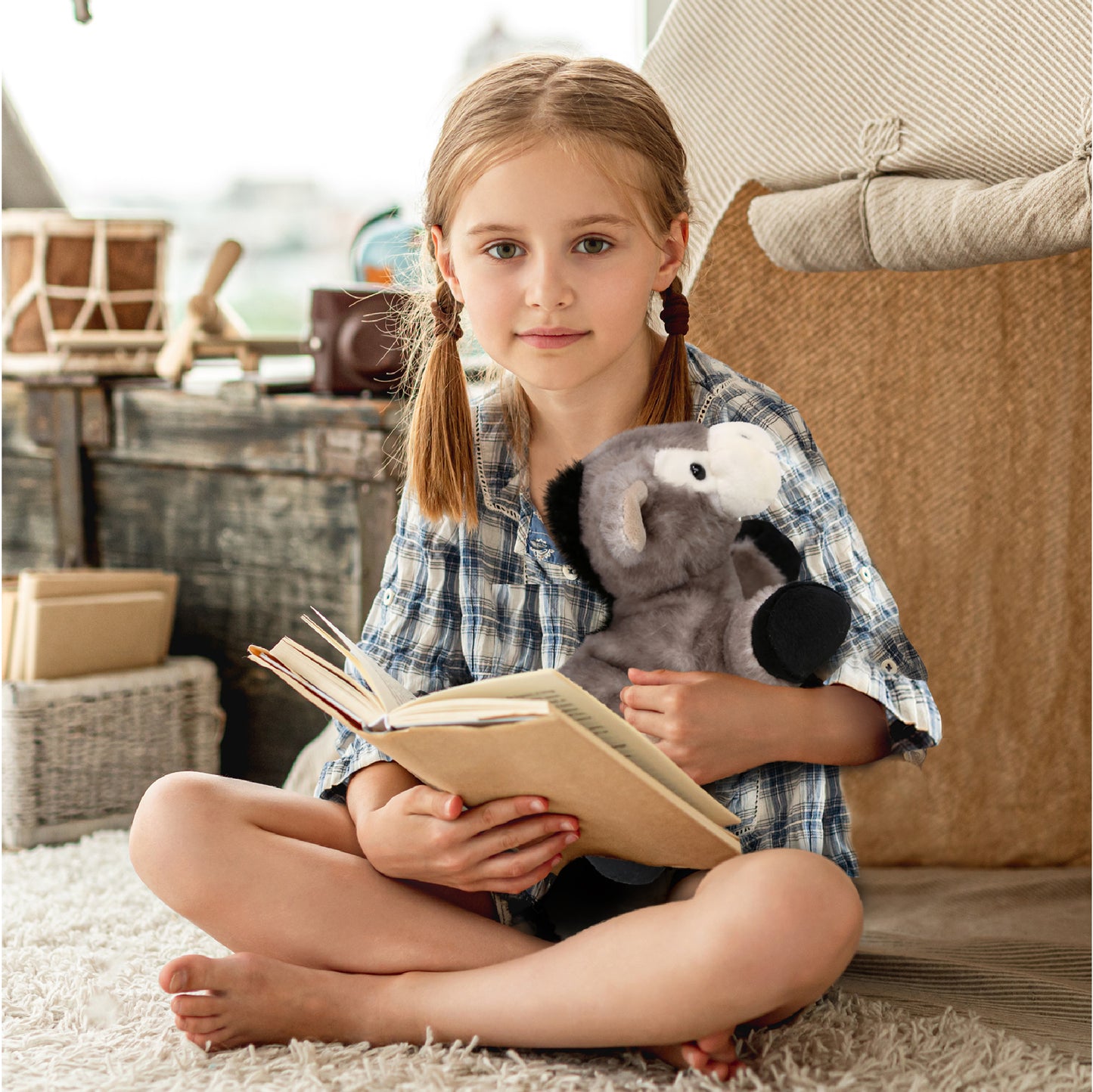 SUPER SOFT PLUSH - LYING GREY DONKEY