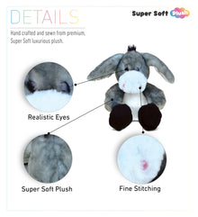 SUPER SOFT PLUSH - SITTING GREY DONKEY