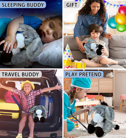 SUPER SOFT PLUSH - SITTING GREY DONKEY