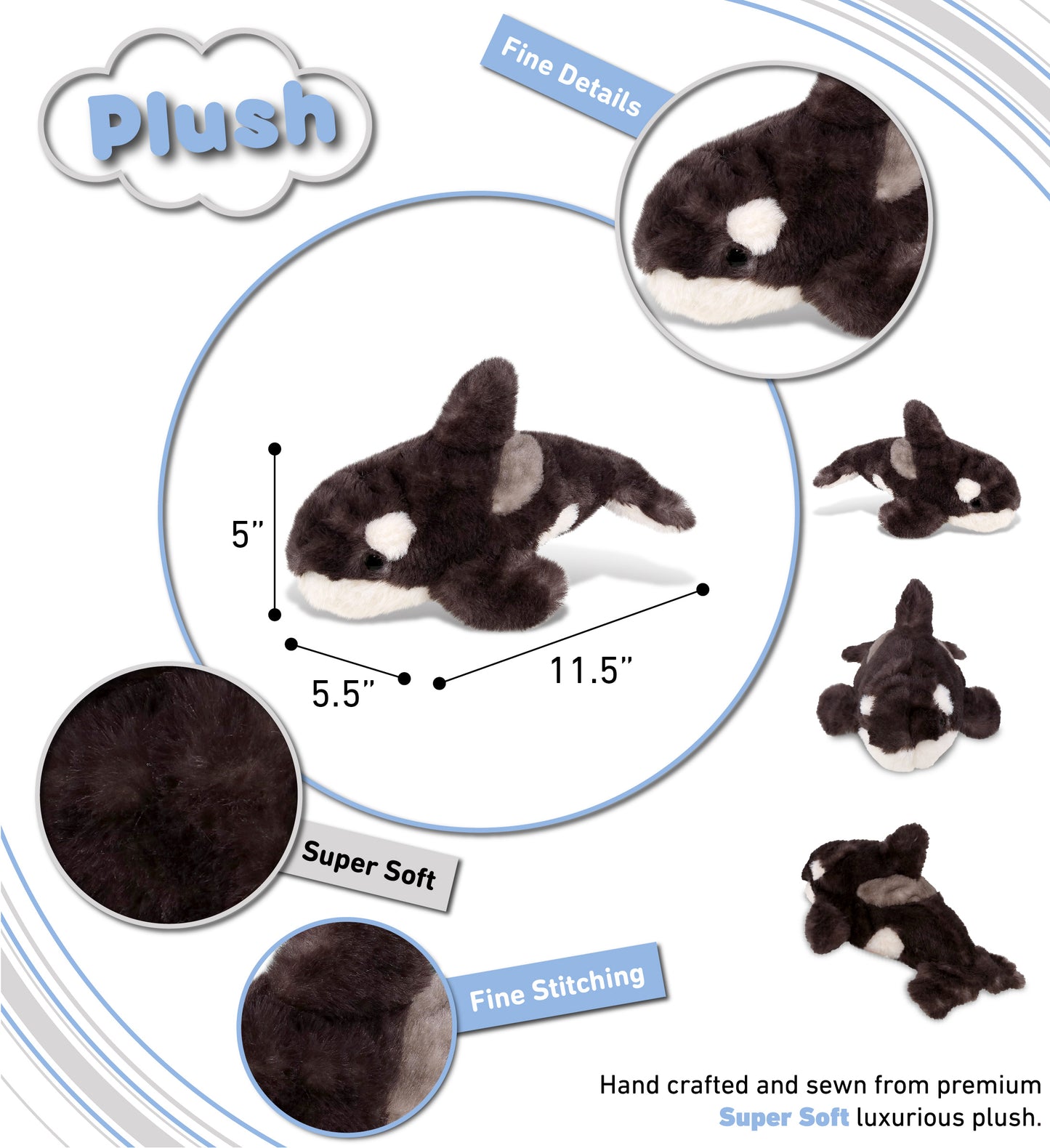SUPER SOFT PLUSH - WILD KILLER WHALE SMALL