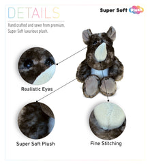 SUPER SOFT PLUSH - SITTING BROWN RHINO
