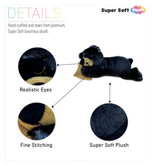 SUPER SOFT PLUSH - SLEEPING BLACK BEAR WITH PILLOW