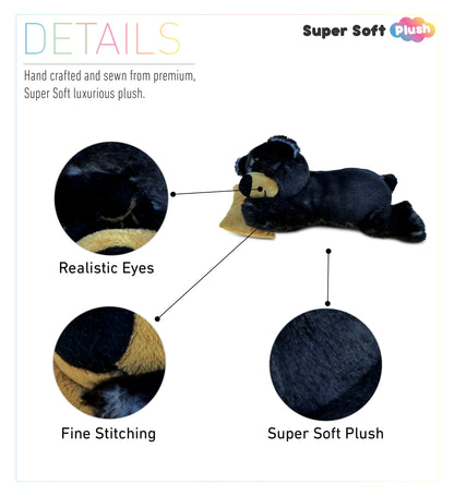 SUPER SOFT PLUSH - SLEEPING BLACK BEAR WITH PILLOW
