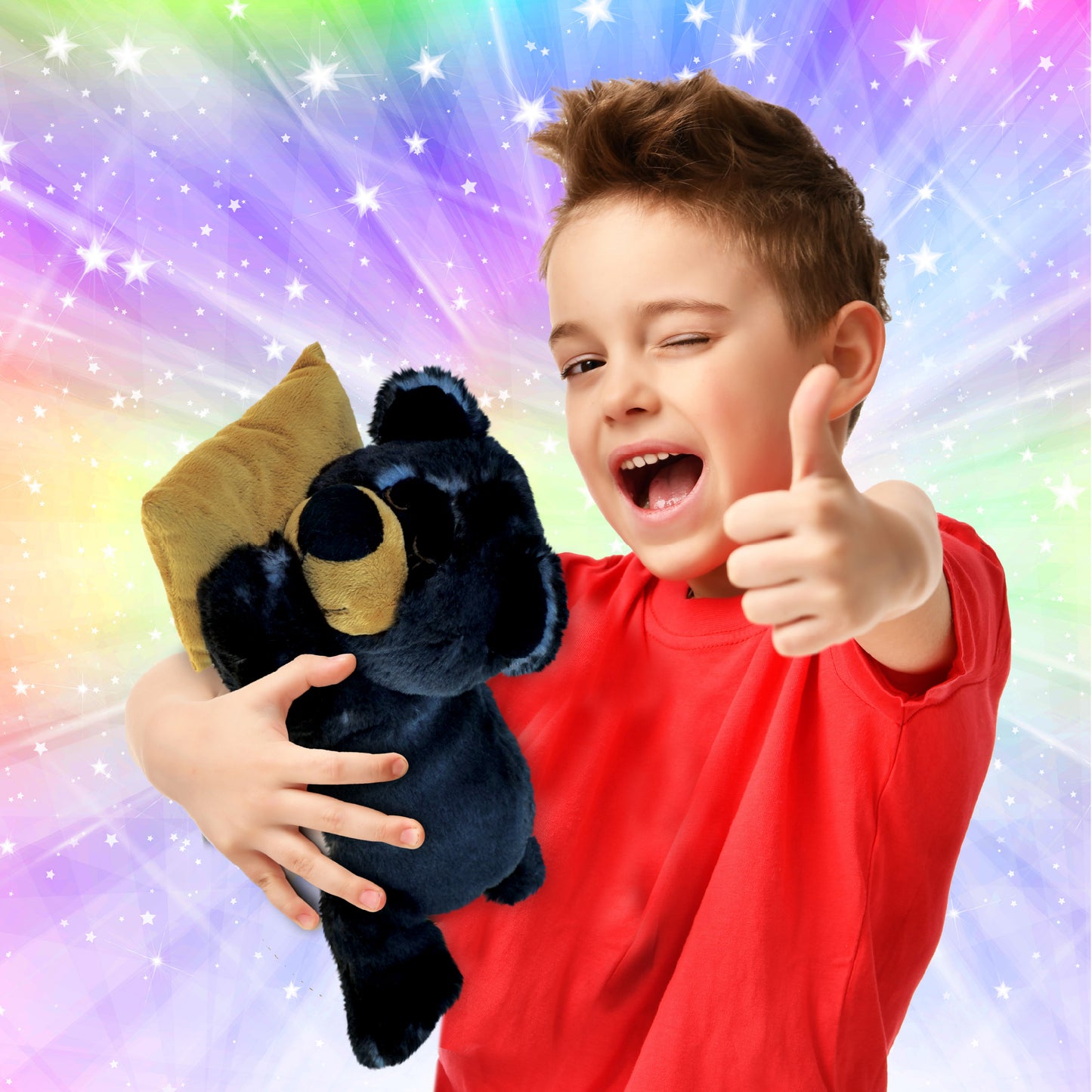 SUPER SOFT PLUSH - SLEEPING BLACK BEAR WITH PILLOW