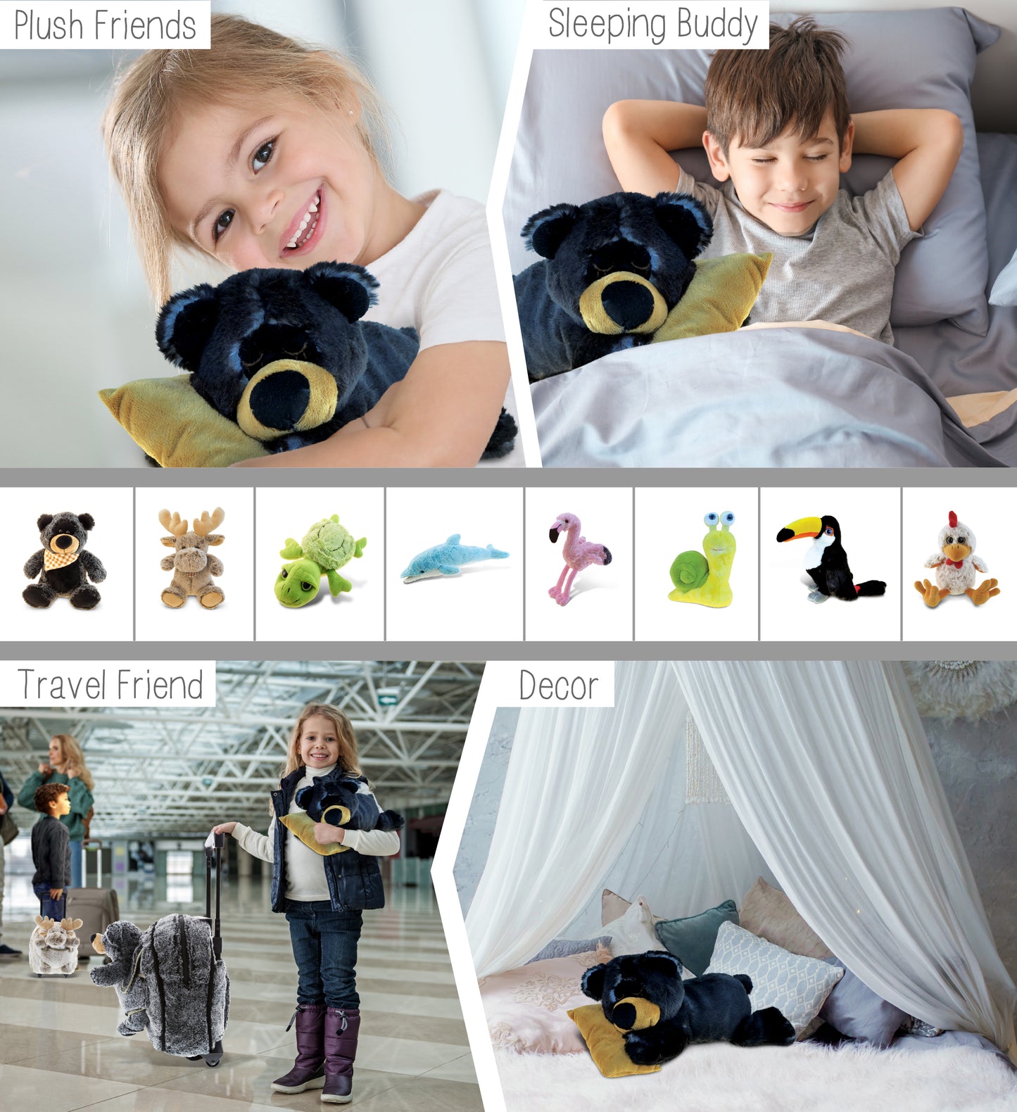 SUPER SOFT PLUSH - SLEEPING BLACK BEAR WITH PILLOW