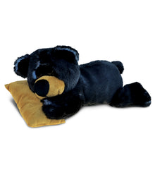 SUPER SOFT PLUSH - SLEEPING BLACK BEAR WITH PILLOW