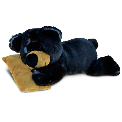 SUPER SOFT PLUSH - SLEEPING BLACK BEAR WITH PILLOW