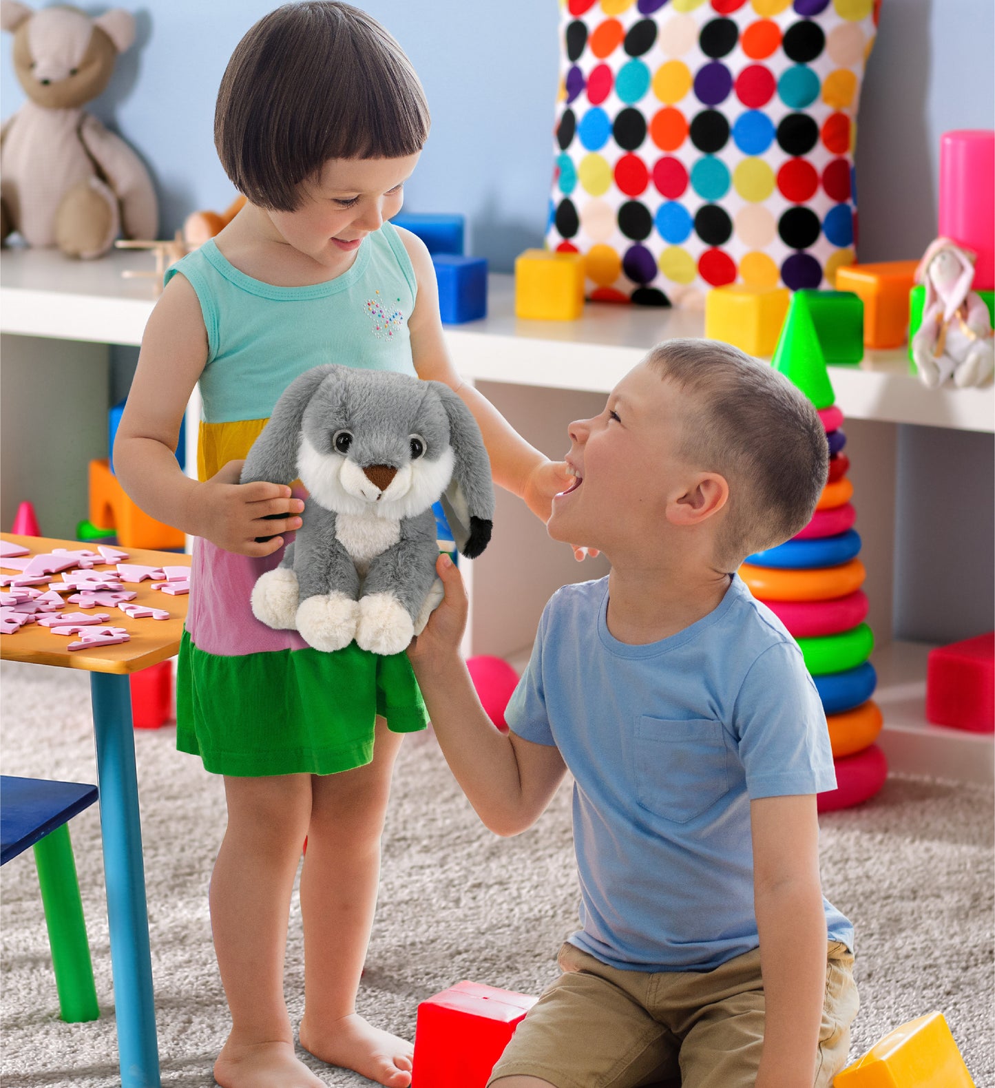 SUPER-SOFT PLUSH - GREY RABBIT 7"
