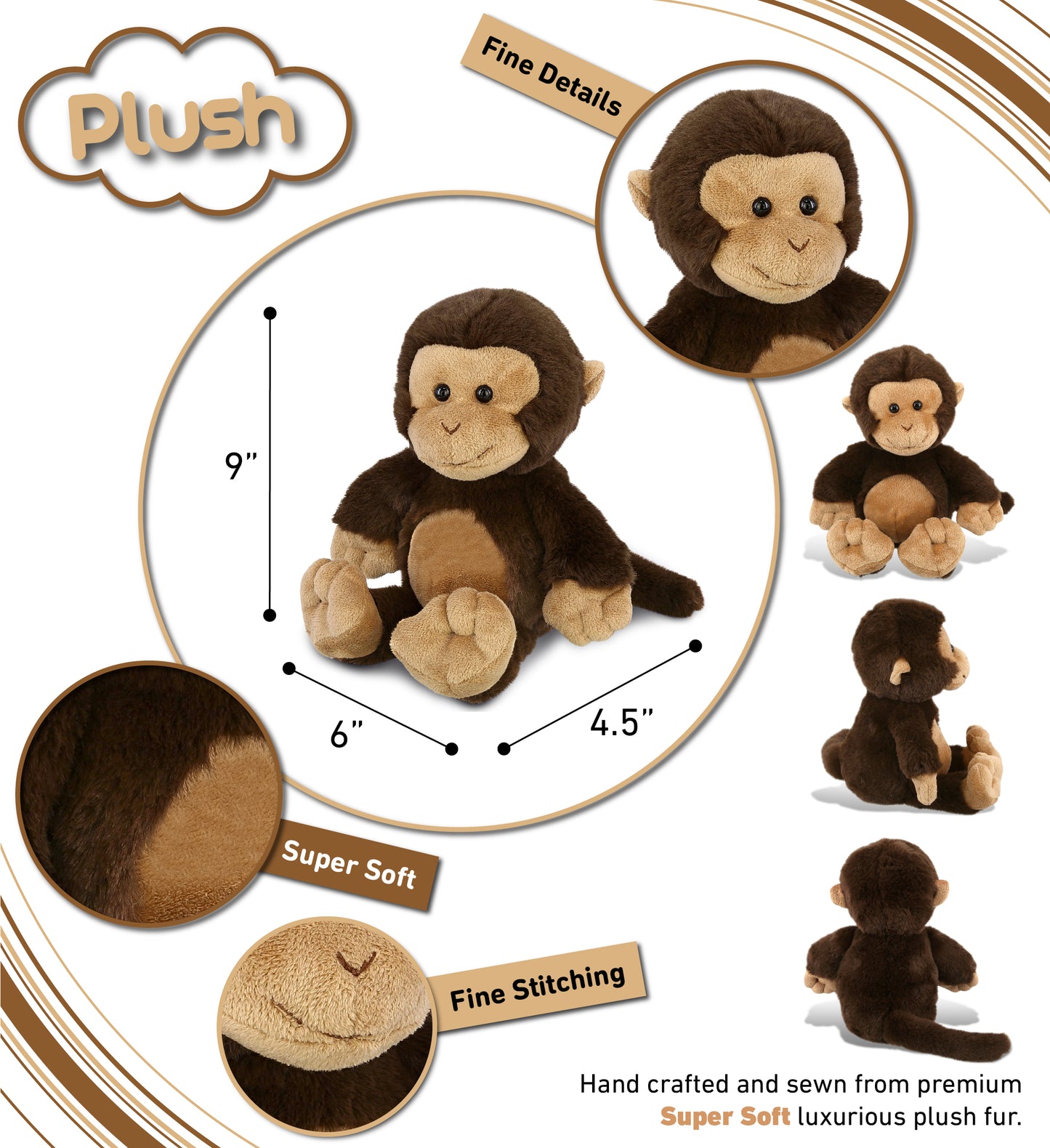SUPER-SOFT PLUSH - MONKEY 9"