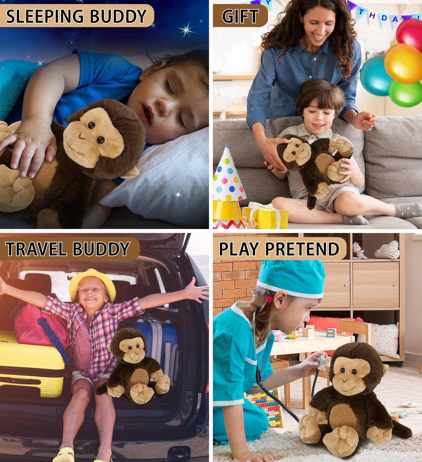 SUPER-SOFT PLUSH - MONKEY 9"