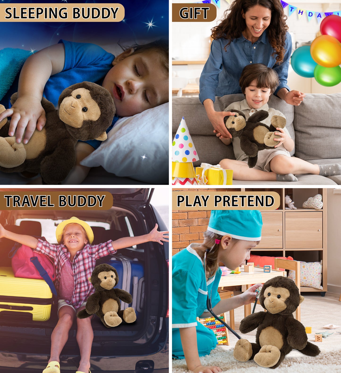 SUPER-SOFT PLUSH - MONKEY 9"