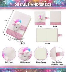 PLUSH NOTEBOOK - WHITE UNICORN