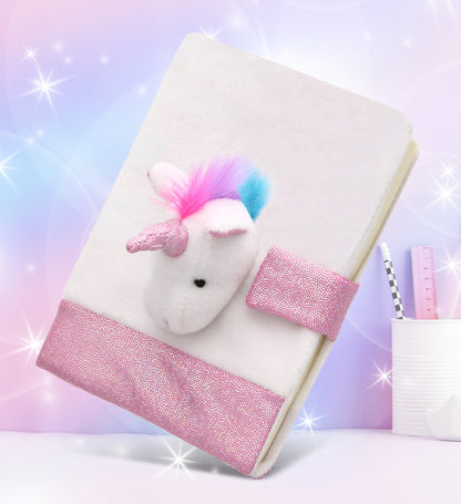 PLUSH NOTEBOOK - WHITE UNICORN