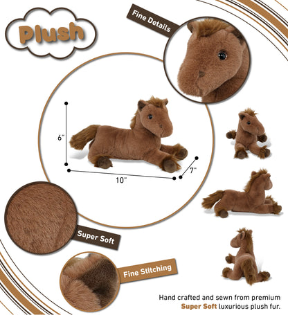SUPER-SOFT PLUSH - FANCY LAYING BROWN HORSE 10"