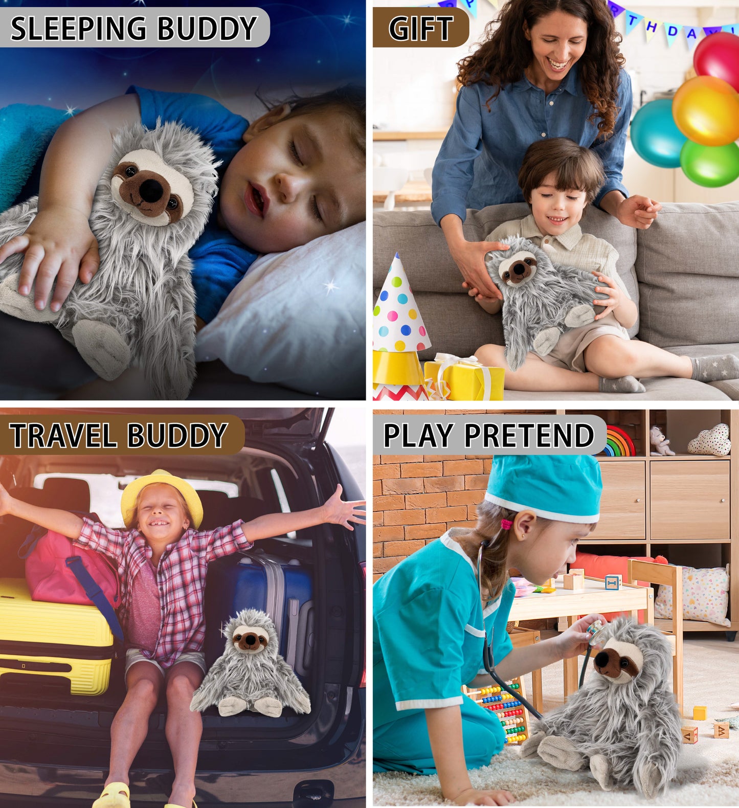 SUPER-SOFT PLUSH - GREY SLOTH 7"