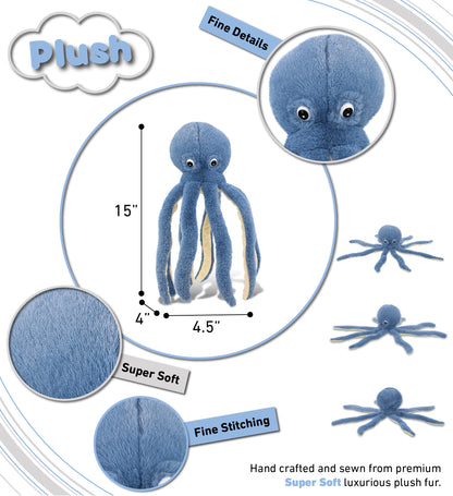 SUPER-SOFT PLUSH - BLUE OCTOPUS 15"
