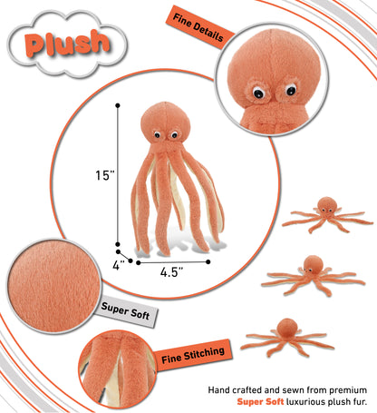 SUPER-SOFT PLUSH - ORANGE OCTOPUS 15"
