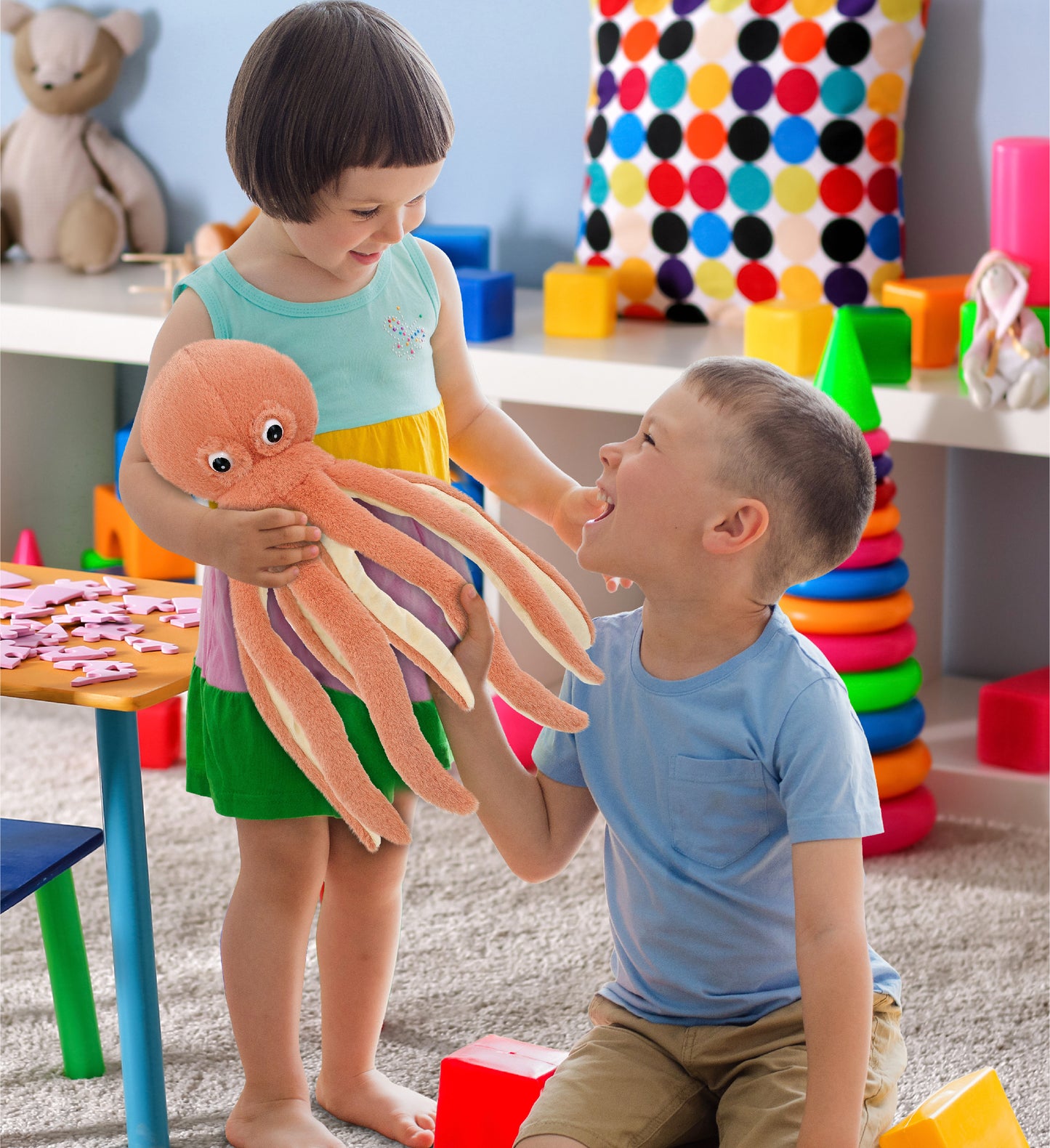 SUPER-SOFT PLUSH - ORANGE OCTOPUS 15"
