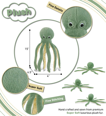 SUPER-SOFT PLUSH - GREEN OCTOPUS 15"