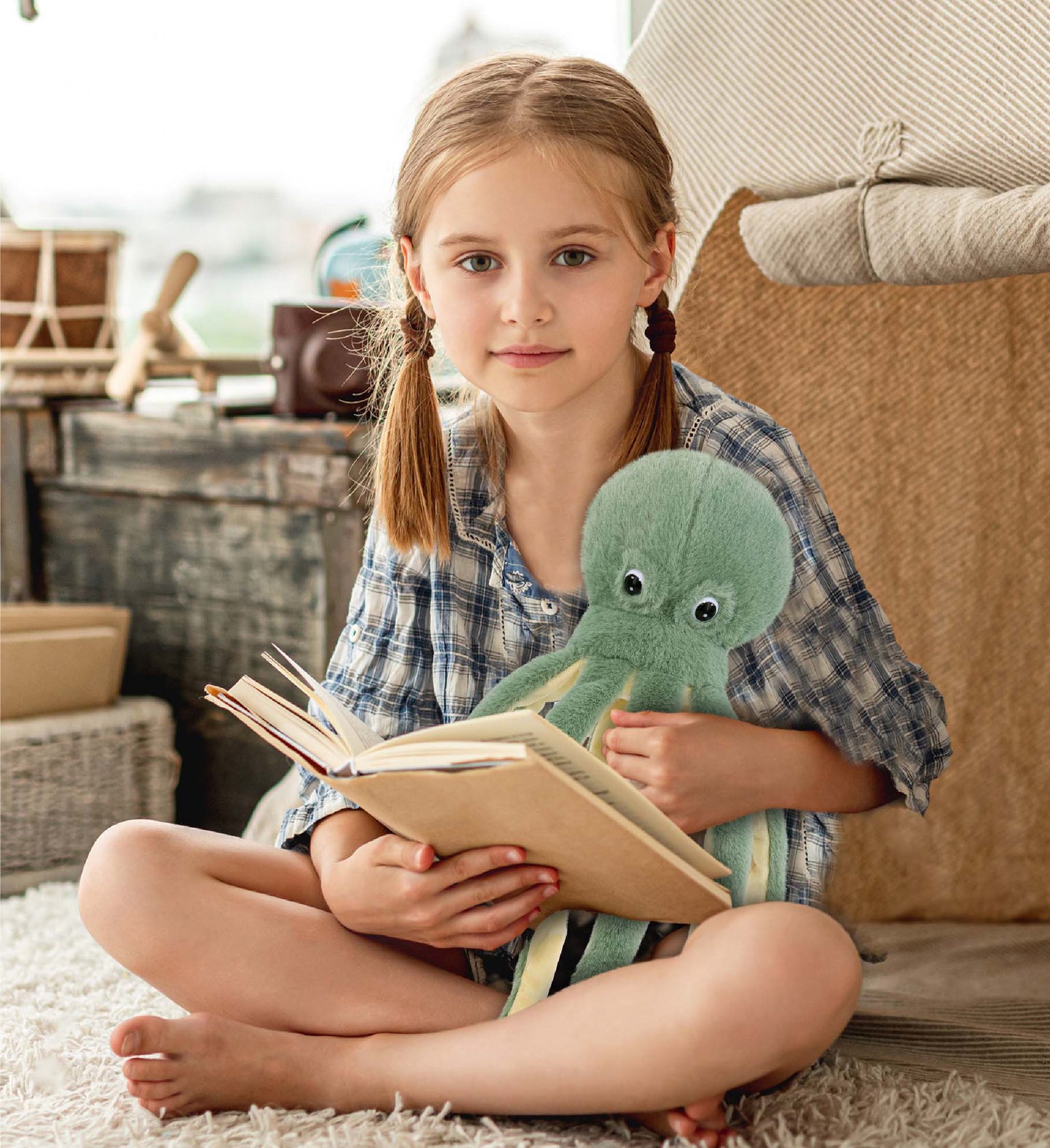 SUPER-SOFT PLUSH - GREEN OCTOPUS 15"