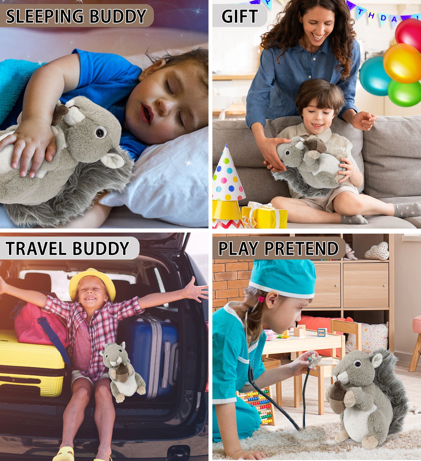 SUPER-SOFT PLUSH - GREY SQUIRREL 8"