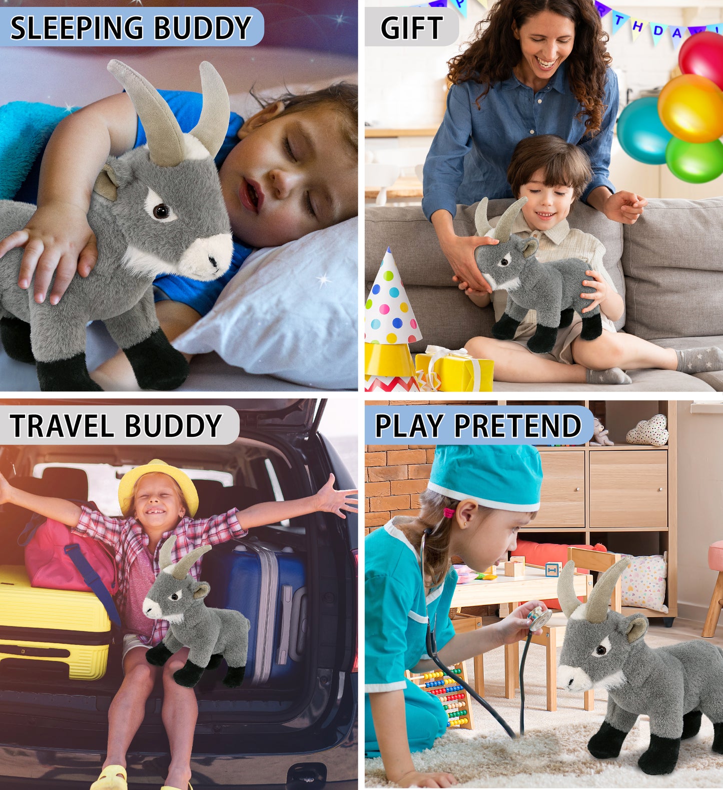 SUPER-SOFT PLUSH - GREY GOAT 12"