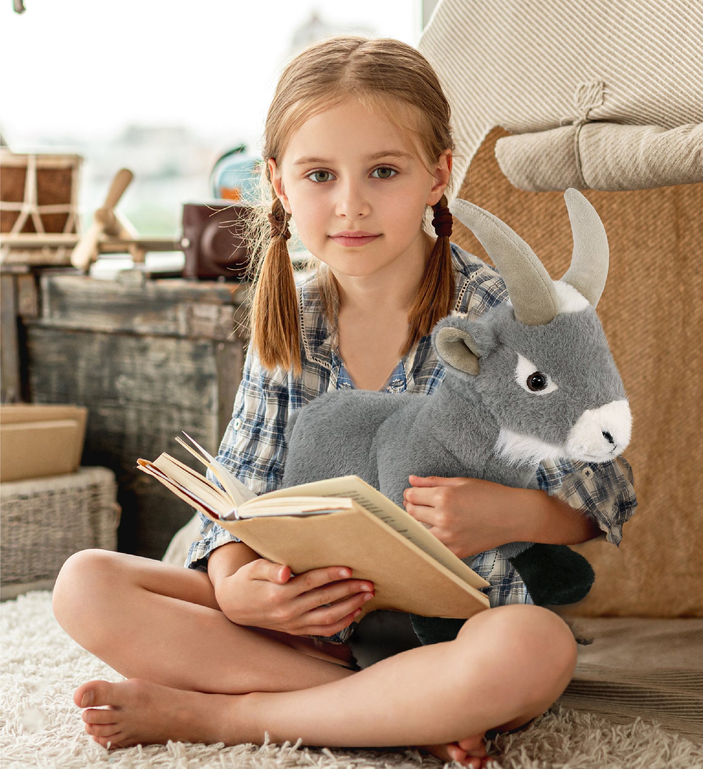 SUPER-SOFT PLUSH - GREY GOAT 12"