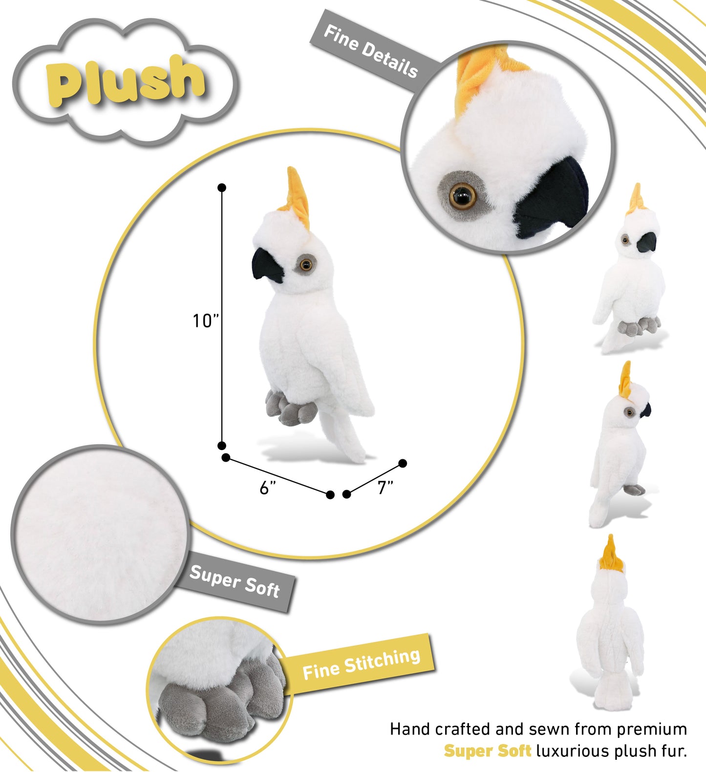 SUPER-SOFT PLUSH - COCKATOO 10"