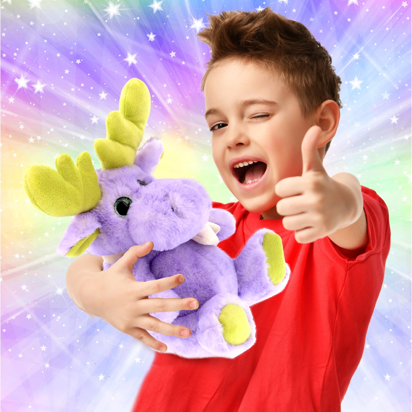 SUPER SOFT PLUSH - SITTING PURPLE MOOSE W/SCARF
