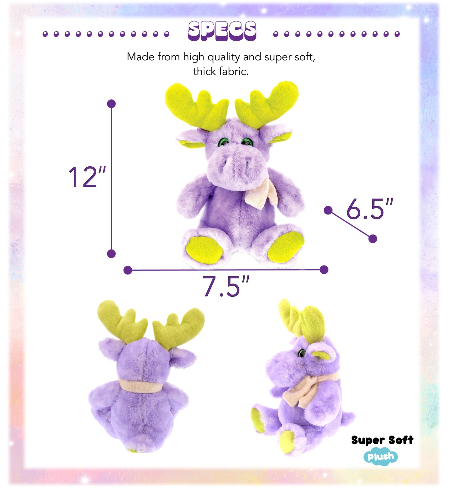 SUPER SOFT PLUSH - SITTING PURPLE MOOSE W/SCARF