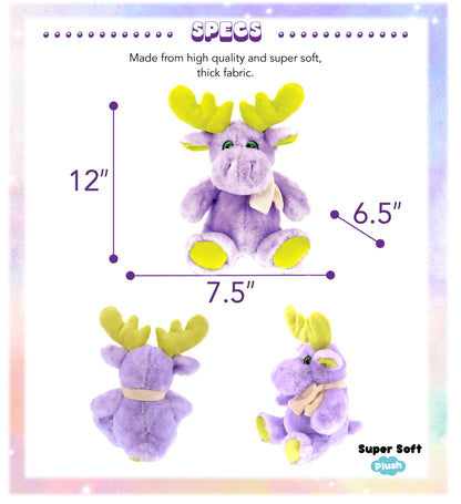 SUPER SOFT PLUSH - SITTING PURPLE MOOSE W/SCARF