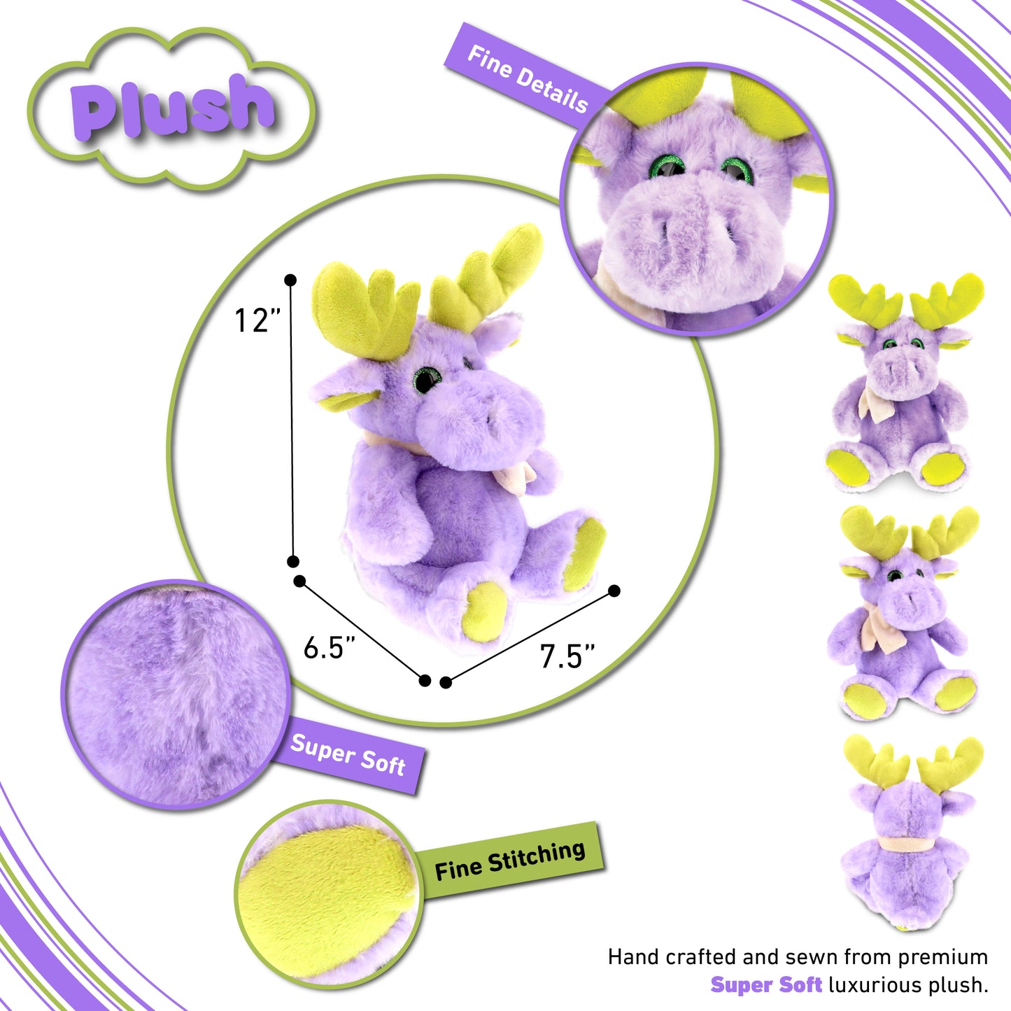 SUPER SOFT PLUSH - SITTING PURPLE MOOSE W/SCARF