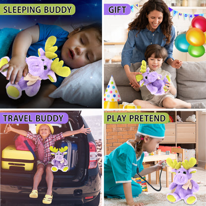 SUPER SOFT PLUSH - SITTING PURPLE MOOSE W/SCARF