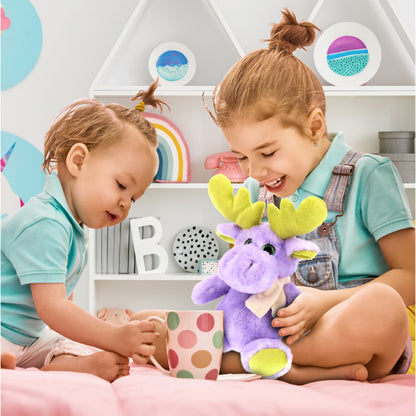 SUPER SOFT PLUSH - SITTING PURPLE MOOSE W/SCARF