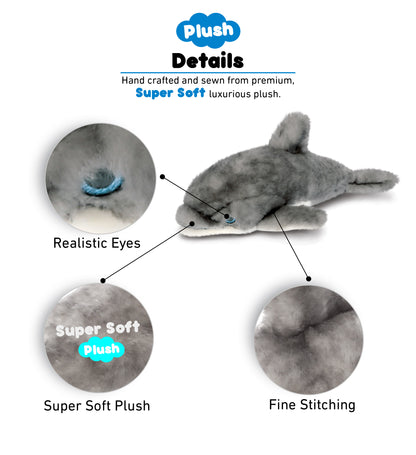 SUPER SOFT PLUSH - GREY DOLPHIN 16.5 INCH
