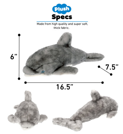 SUPER SOFT PLUSH - GREY DOLPHIN 16.5 INCH