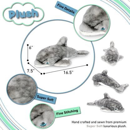 SUPER SOFT PLUSH - GREY DOLPHIN 16.5 INCH