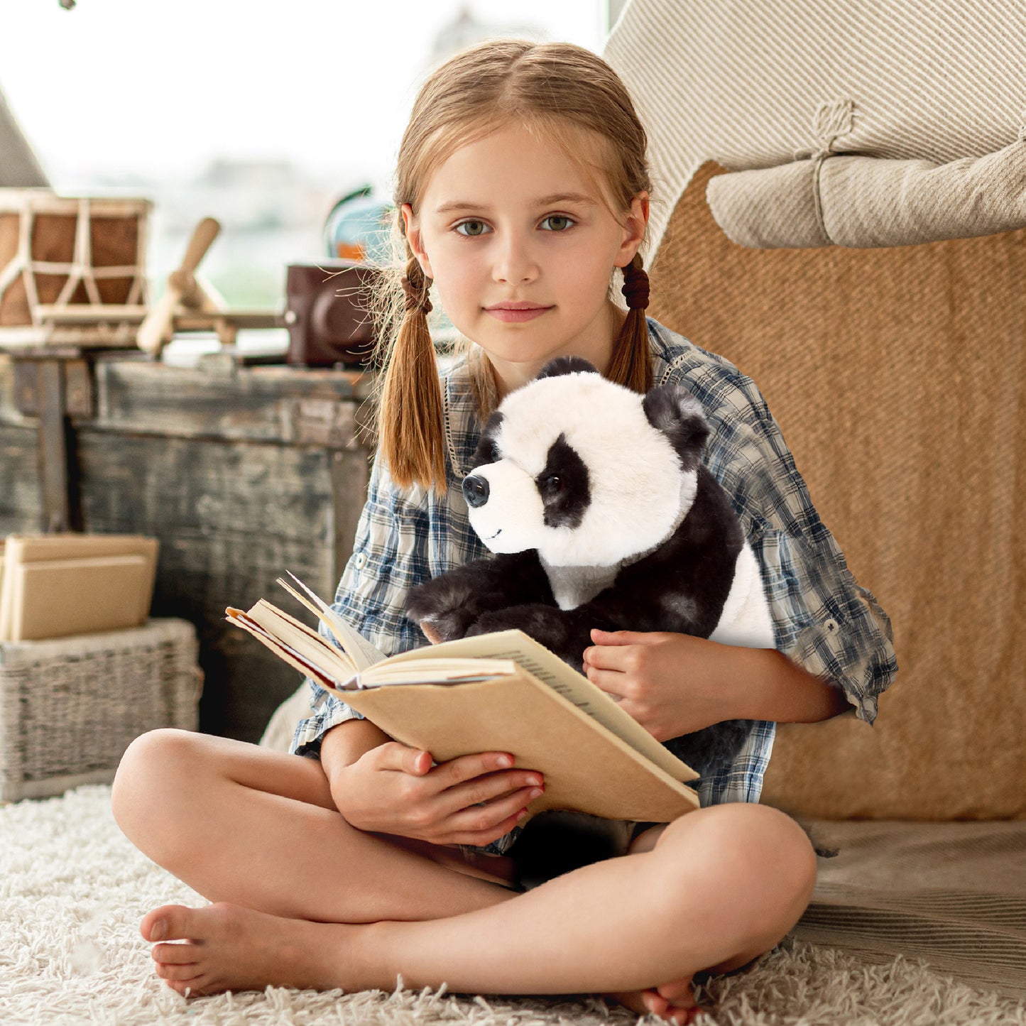 SUPER SOFT PLUSH - SQUAT PANDA 7 INCH