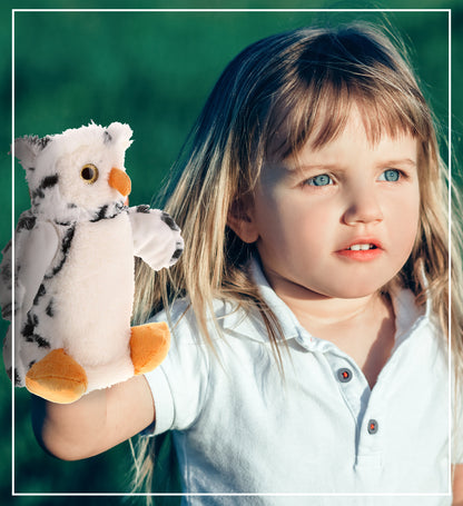 SUPER SOFT PLUSH HAND PUPPET - WHITE OWL