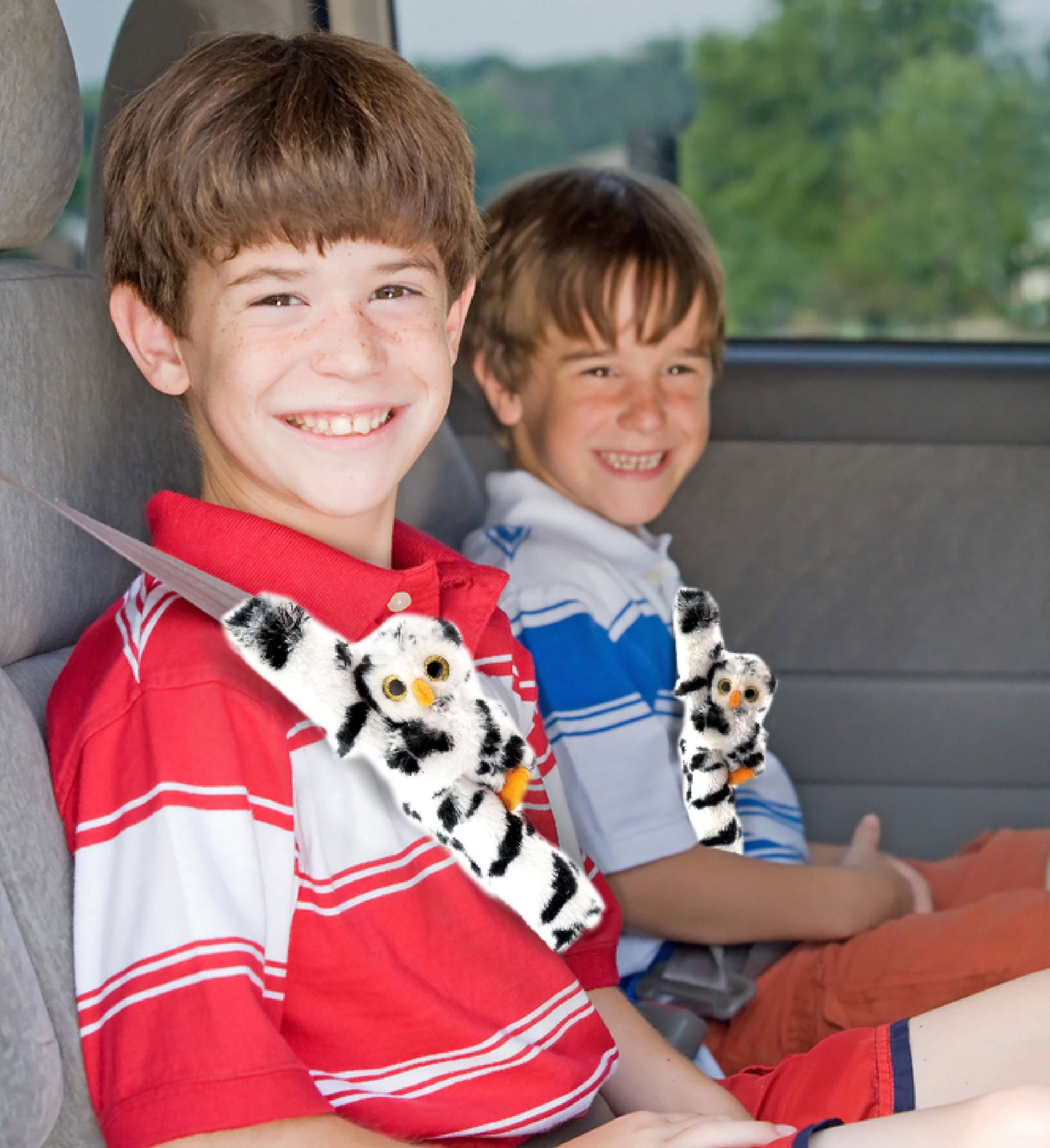 SUPER SOFT PLUSH SAFETY BELT COVER - WHITE OWL