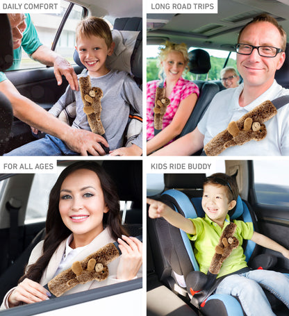 SUPER SOFT PLUSH SAFETY BELT COVER - MONKEY