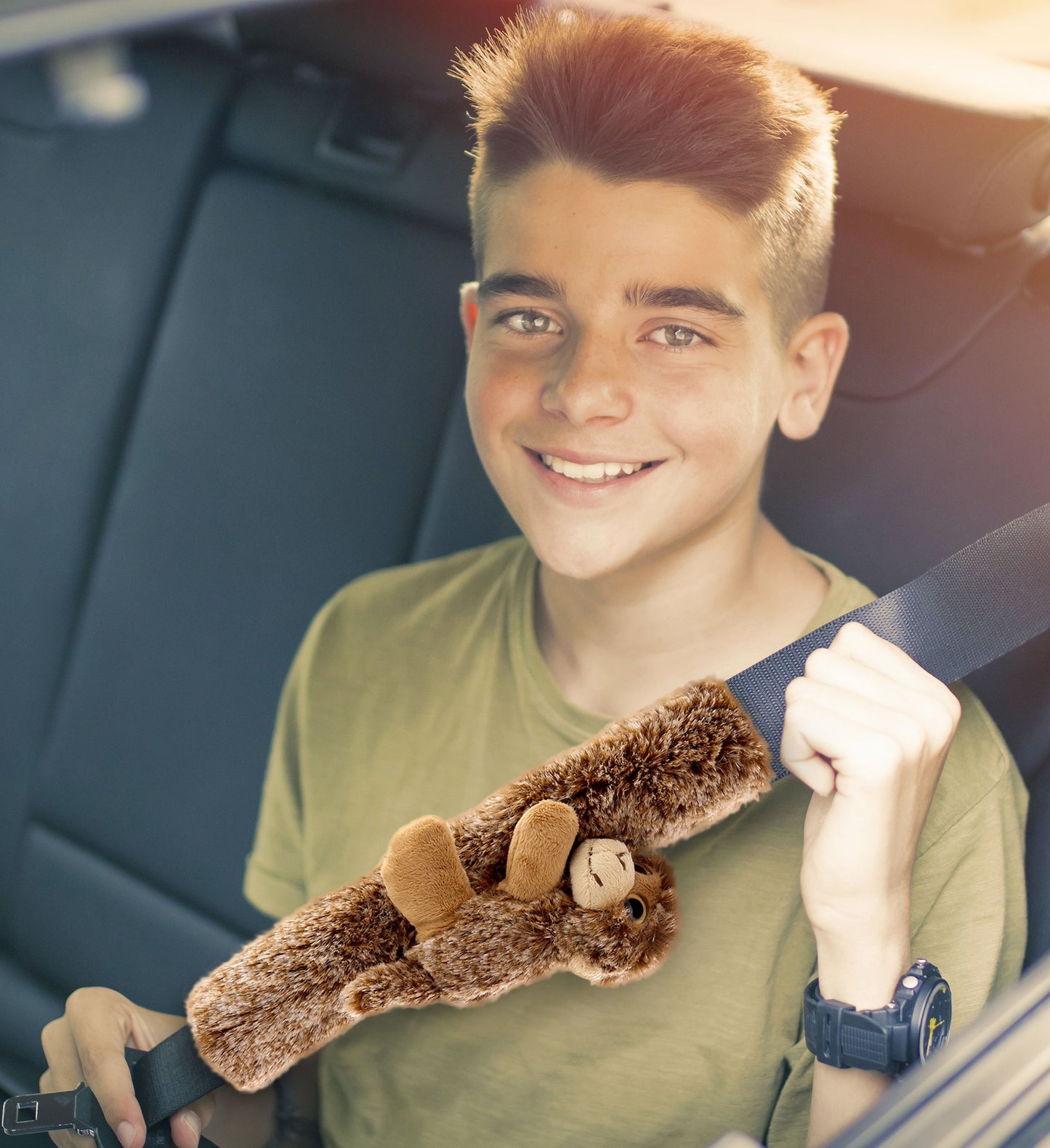 SUPER SOFT PLUSH SAFETY BELT COVER - MONKEY
