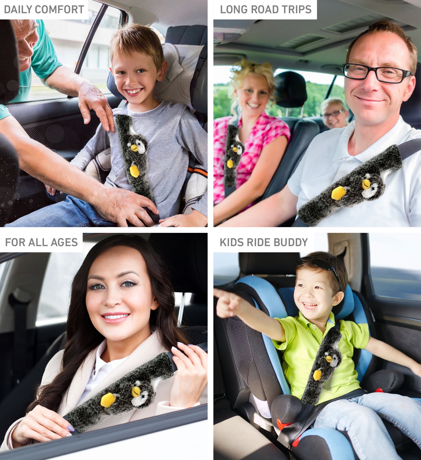 SUPER SOFT PLUSH SAFETY BELT COVER - PENGUIN