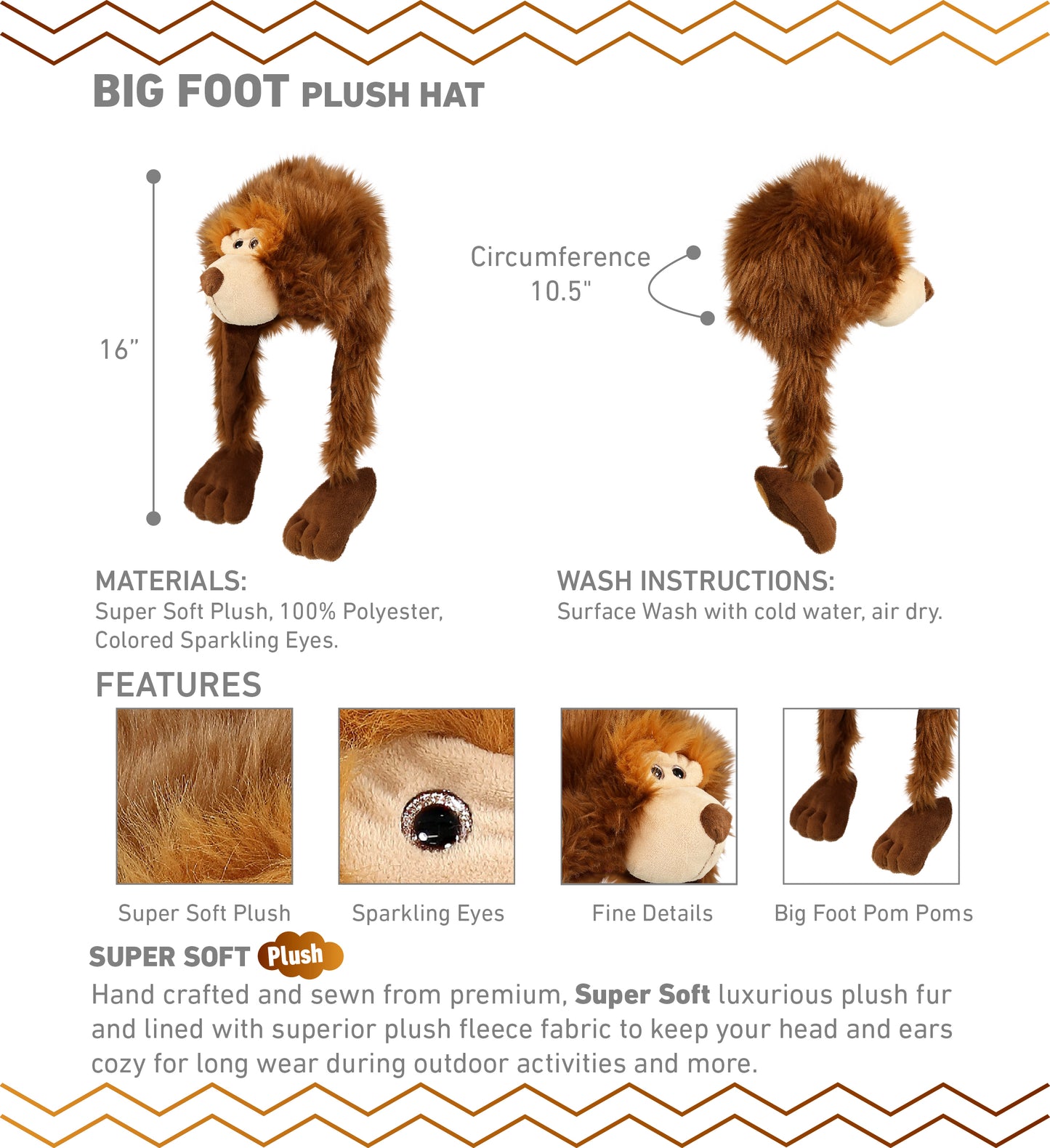 SUPER-SOFT PLUSH HAT - BIG FOOT