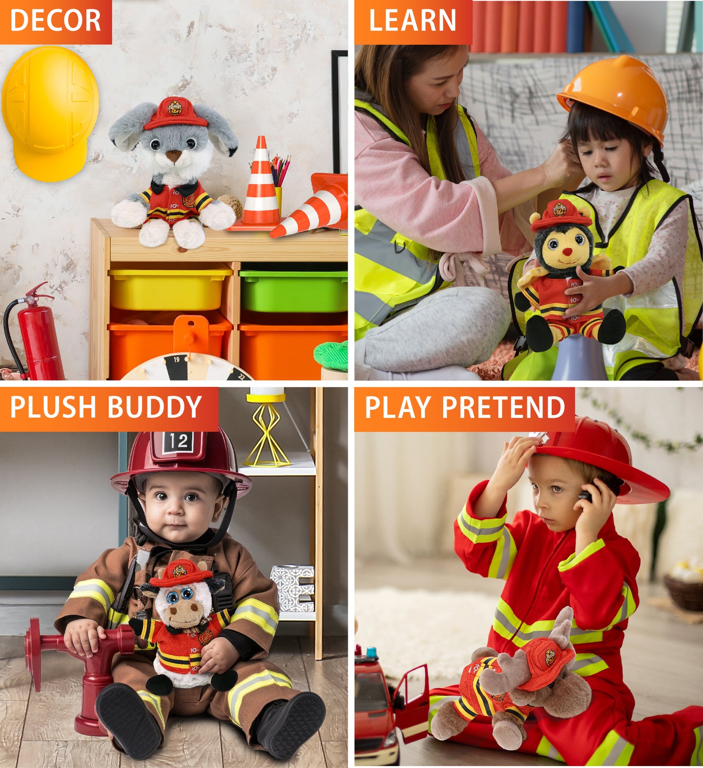 PLUSH DRESS-UP - FIREMAN SMALL WITH HOLES IN HELMET