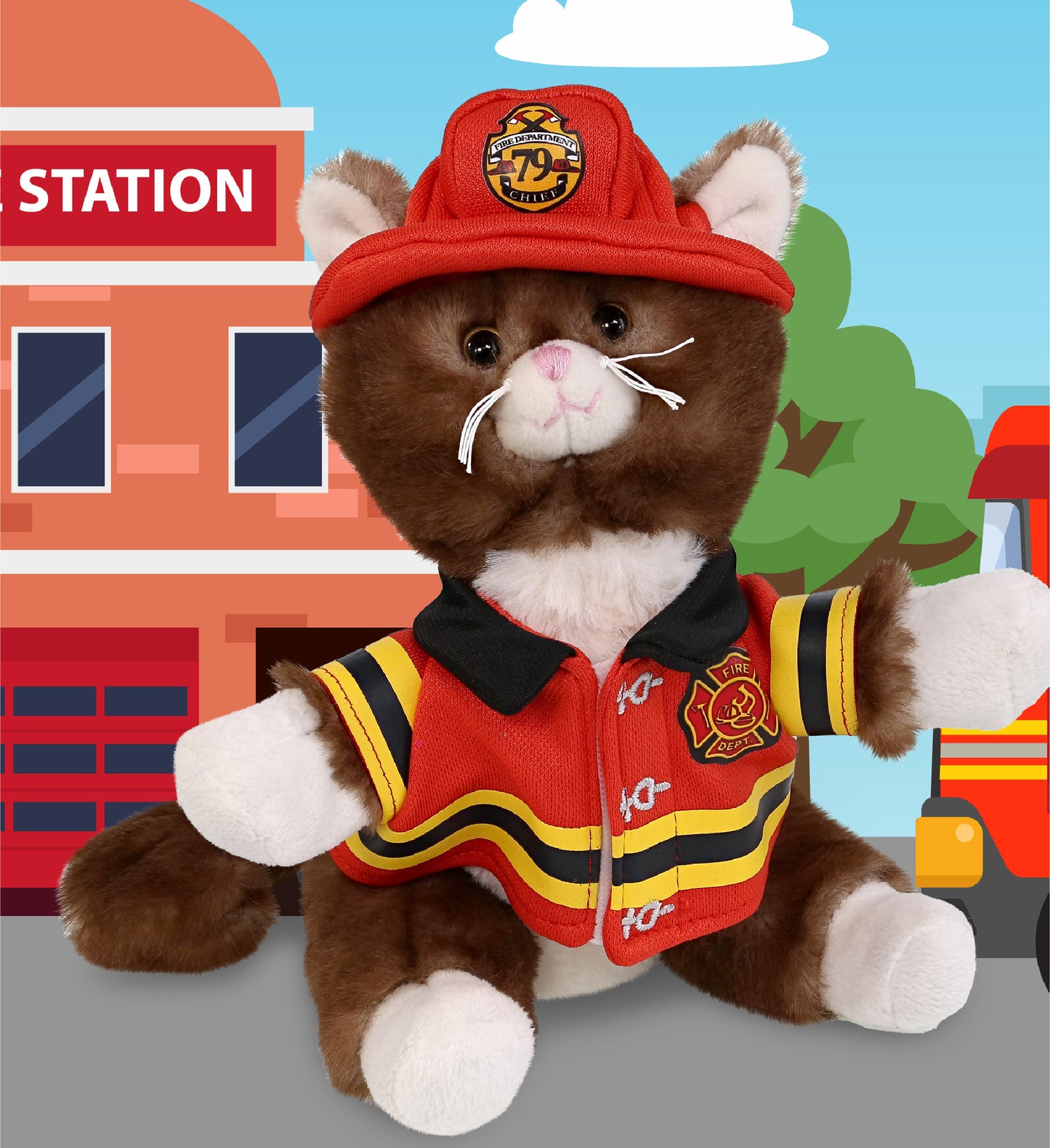 PLUSH DRESS-UP - FIREMAN SMALL WITH HOLES IN HELMET