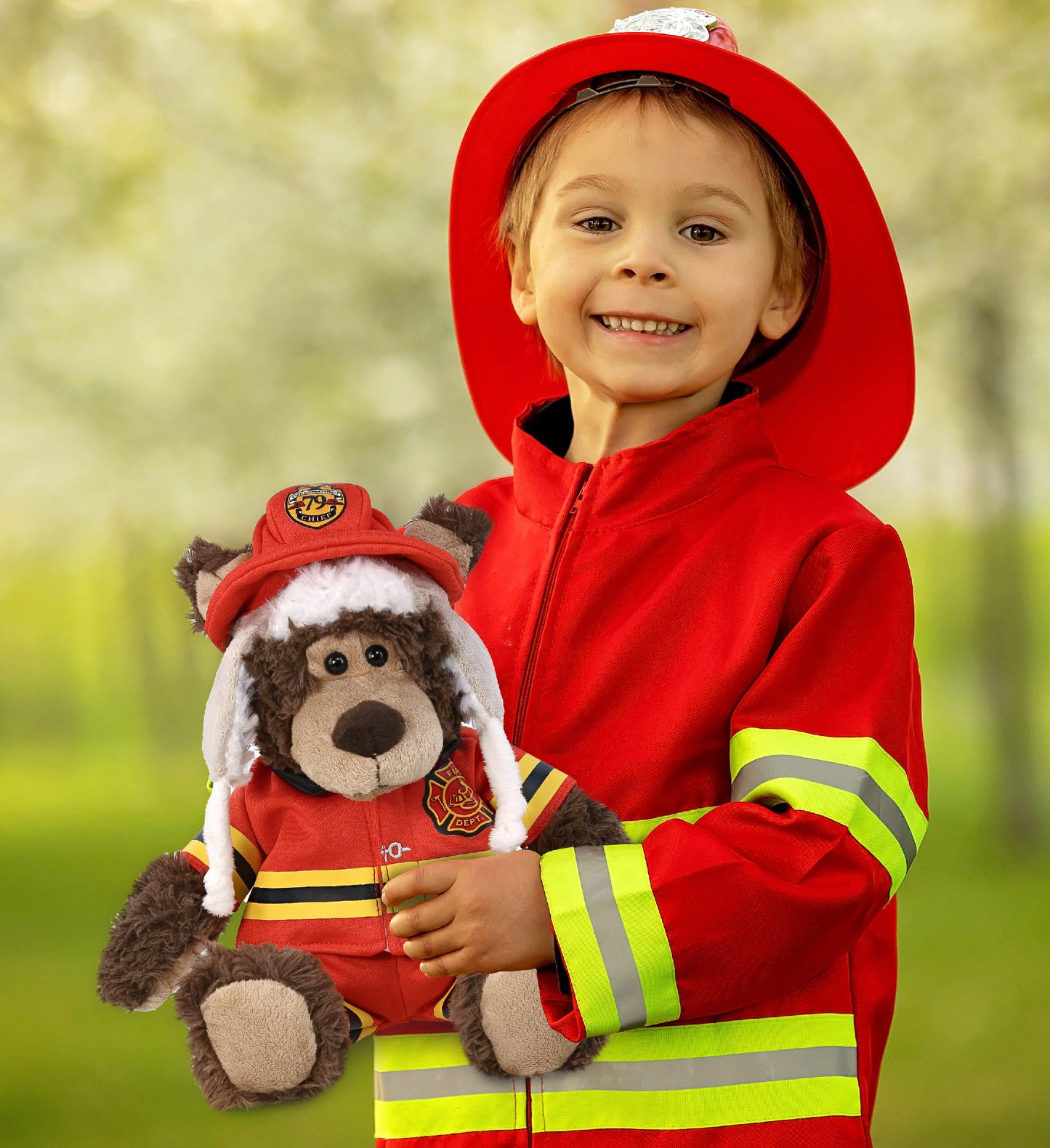 PLUSH DRESS-UP - FIREMAN LARGE WITH HOLES IN HELMET